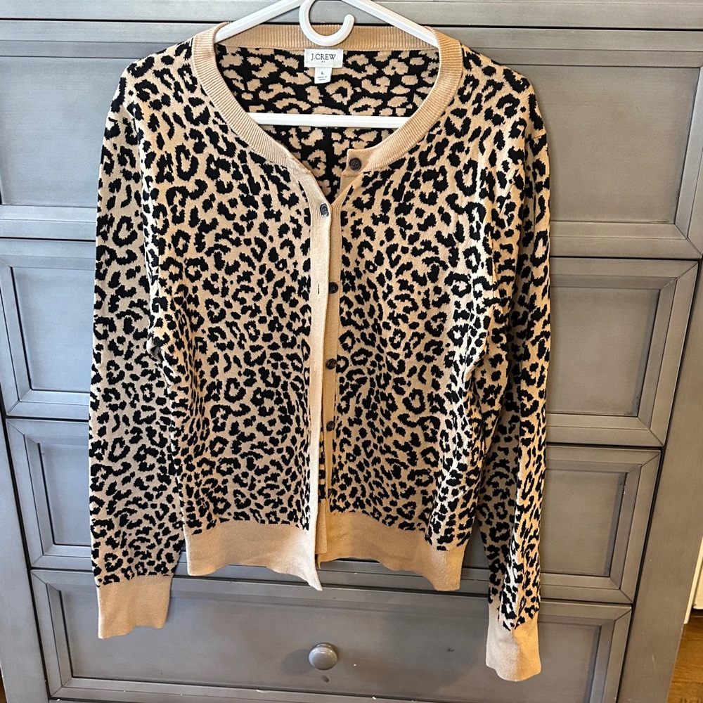 J. Crew Women's Leopard Cardigan - Black and Tan